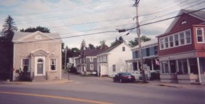 The Rose and Kettle restaurant is the Blue Building across the street in Cherry Valley New York - gourmet Cooperstown restaurant